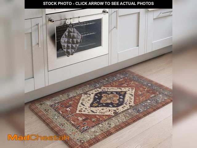 Lot 74-12043999 - KIMODE Anti Fatigue Kitchen Mat, Boho Distressed Kitchen Rug 20"x32", Non Slip Waterproof Kitchen Fl...