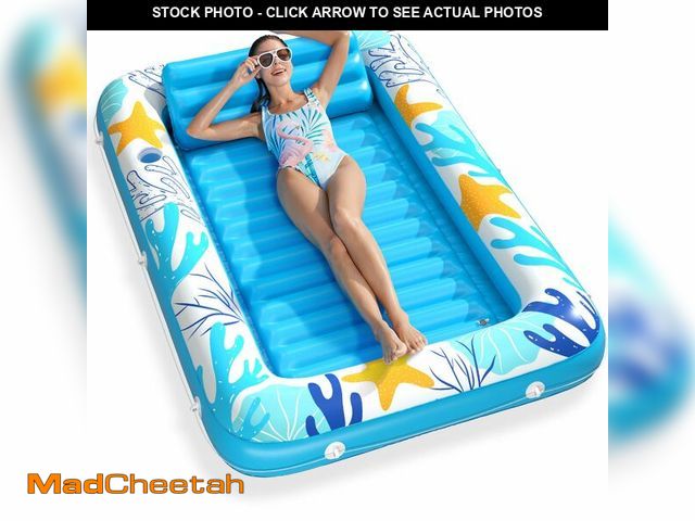 Lot 74-14148800 - Inflatable Tanning Pool Lounger Float - Jasonwell 4 in 1 Sun Tan Tub Sunbathing Pool Lounge Raft Flo...