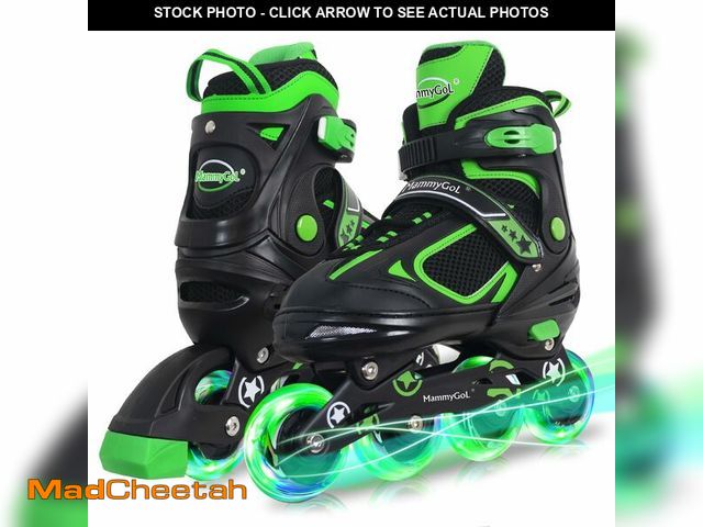 Lot 74-14150112 - MammyGol Adjustable Inline Skates for Boys Girls Kids Youth with Light up Wheels, Green Beginner Bla...