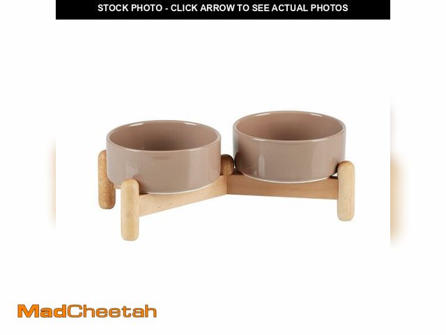 Lot 74-14148224 - Havniva 5.1inch Ceramic Raised Dog Bowl with Stand, Double Dog Bowls Elevated for Small Breed Dog Fo...