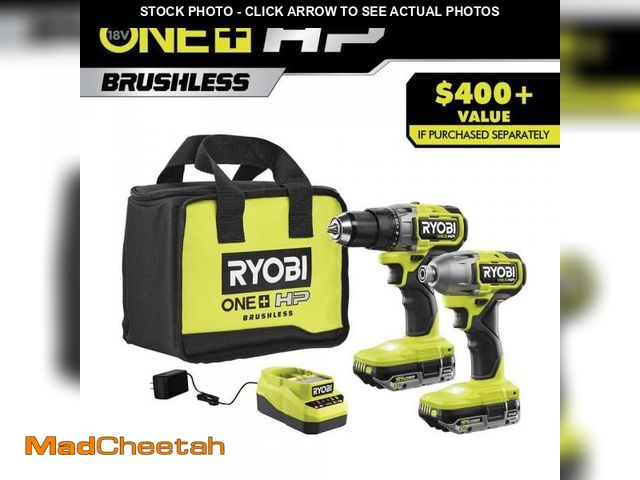 Lot 74-11826701 - (MISSING BAG) RYOBI ONE+ HP 18V Brushless Cordless 1/2 in. Drill/Driver and Impact Driver Kit w/(2) ...