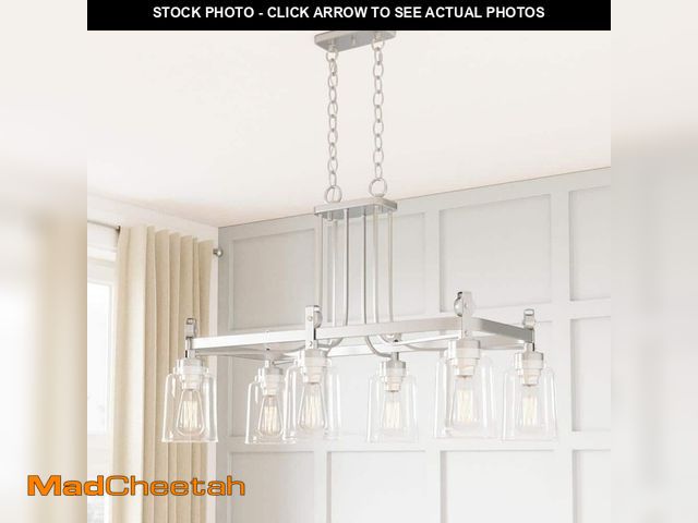 Lot 74-12773682 - Home Decorators Collection Knollwood 6-Light Brushed Nickel Chandelier with Clear Glass Shades - UNU...