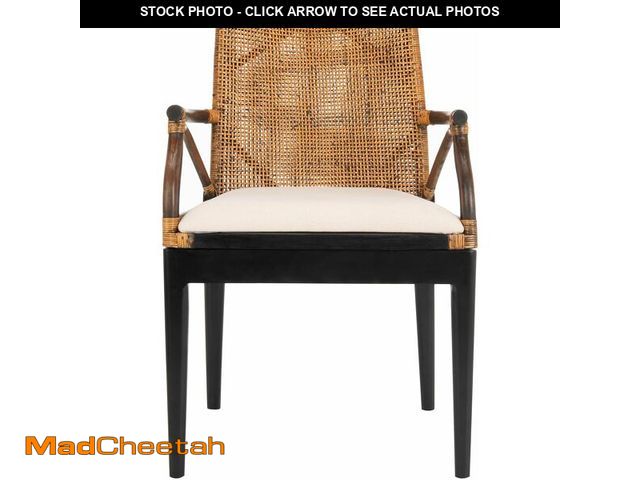 Lot 74-14614755 - SAFAVIEH Gianni Rattan Arm Chair 19.8Ã¢â¬Â, Solid Wood Brown &amp; Black SEA4011A - UNUSED