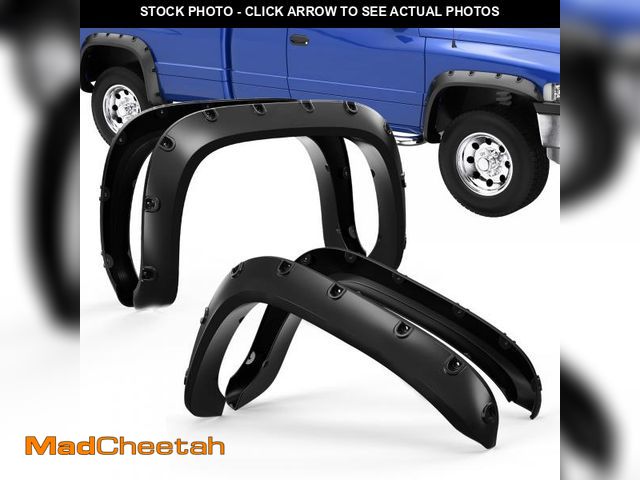 Lot 74-12419154 - KUIPERAUTO Smooth Black Pocket Bolt-Riveted Fender Flares Compatible for 1994-2001 Dodge Ram 1500 96...