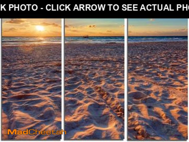 Lot 74-12520815 - Designart Trodden Sandy Beach at Sunset Ã¢â¬â 5 Panel Seashore Canvas Wall Art Ã¢â¬â 60x28 Spl...