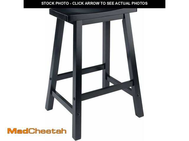Lot 74-13710843 - Winsome Satori Saddle Seat Counter Stool, for Kitchen, 24", Black - UNUSED