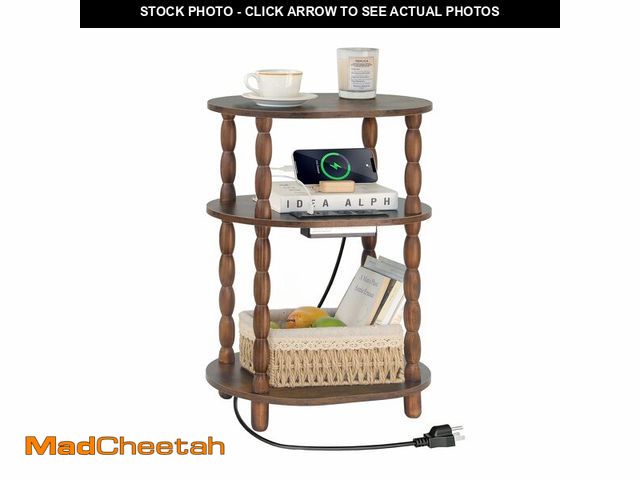 Lot 74-14429116 - MaxSmeo Side Table with Charging Station, 3-Tier Small End Table with USB Ports and Outlets, Modern ...