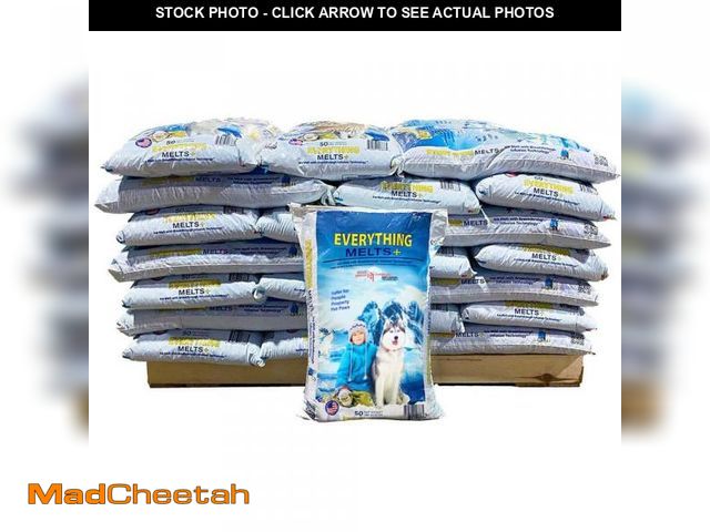 Lot 74-12529771 - EVERYTHING MELTS 50 lb. Infused Ice Melt Pallet, Calcium and Potassium Chloride, Corrosion Inhibitor...