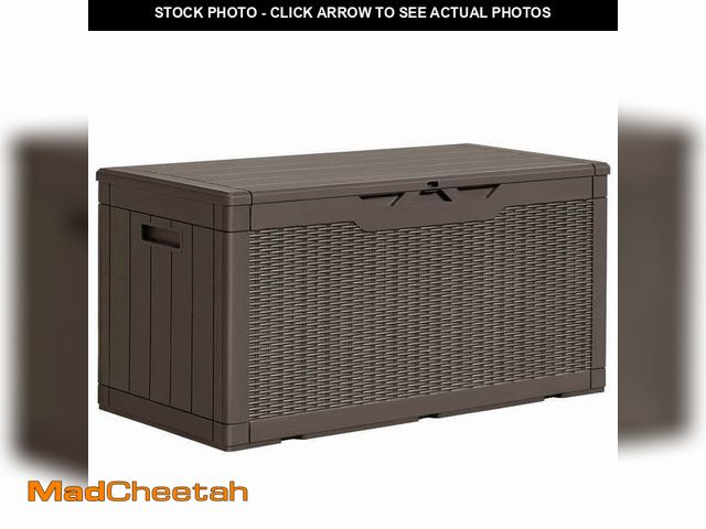 Lot 74-14608332 - Homall 100 Gallon Outdoor Box Deck Plastic Resin Storage Box, Dark Brown - UNUSED