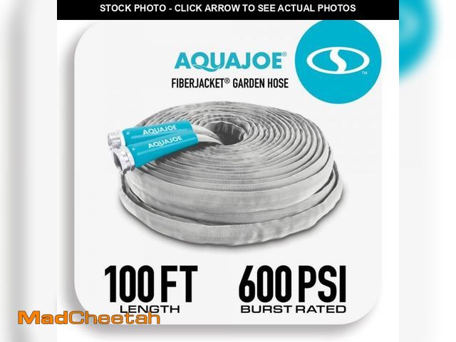 Lot 74-12520024 - AQUA JOE 1/2 in. Dia. x 100 ft. Xtreme Fiber jacket Garden Hose, Metal Fittings - UNUSED