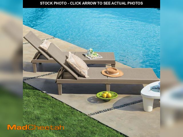 Lot 74-13780704 - Homall 2 Pieces Patio Lounge Chair Outdoor Adjustable Chaise Lounge Chair,Light Brown - USED