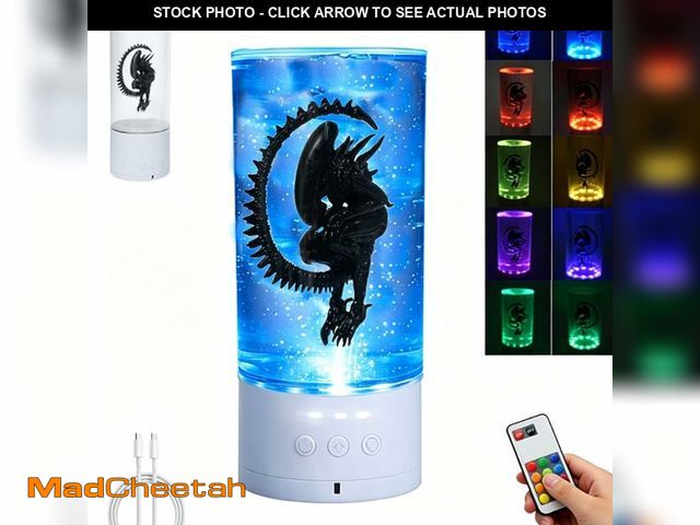 Lot 74-13953601 - QGHZA 9.1" Alien Xenomorph Lamp, Alien Bucket with Rotating Base, Water-Fillable Tank with Remote Co...