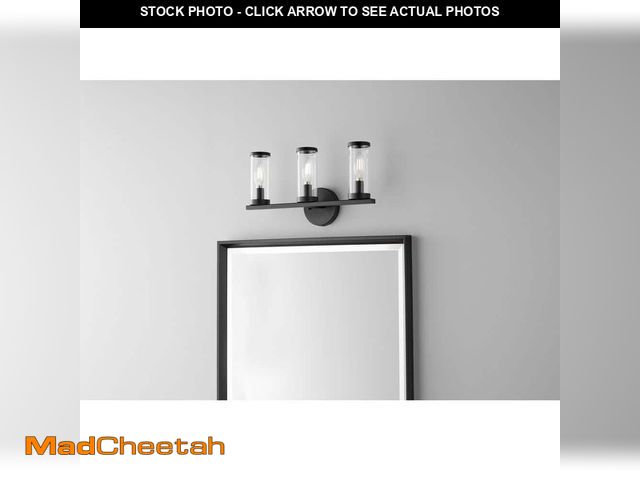 Lot 74-12804233 - *MISSING HARDWARE* Hampton Bay Loveland 16.625 in. 3-Light Black Bathroom Vanity Light Fixture with ...