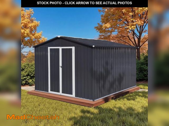 Lot 74-12541434 - 10' x 8' XL Outdoor Storage Shed, Sturdy Metal Building w/Lockable Doors for Garden, Backyard, Pools...