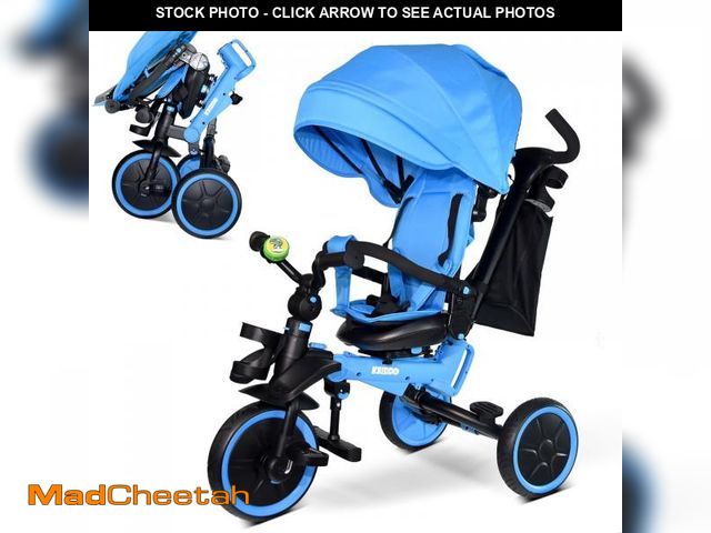Lot 74-12154069 - KRIDDO 8-in-1 Foldable Tricycle Stroller for Toddlers 18 Months to 5 Years, 5-Point Seatbelt, 1-Step...