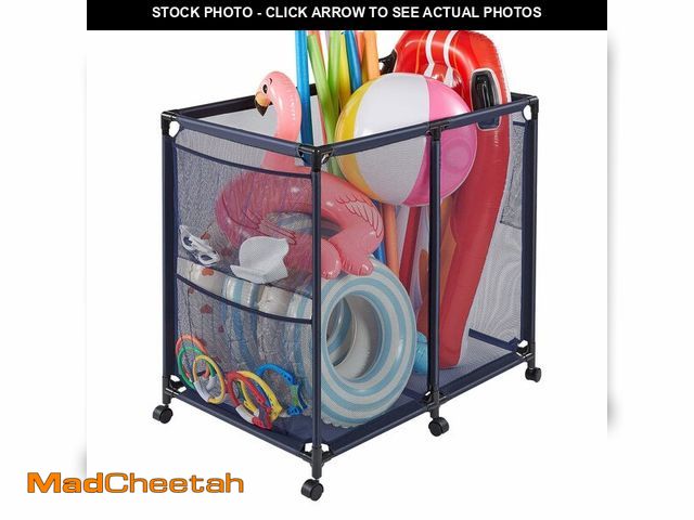 Lot 74-13790973 - VEVOR Pool Storage Bin, 36.8 x 24 x 35.6 in, Rolling Pool Float Storage Organizer with Side Pockets ...