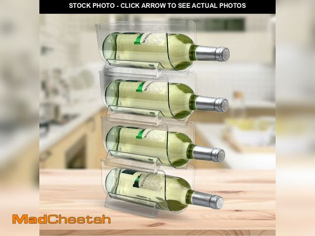Lot 74-14337879 - OKITCHEN Set of 4 Refrigerator Wine Rack, Cabinet Water Bottles Storage Organizer, Stackable Wine Ra...