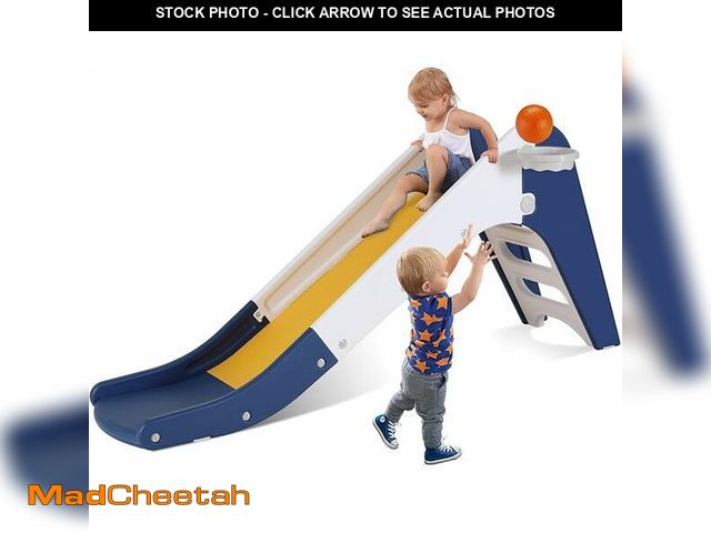 Lot 74-12831804 - Arlopu Freestanding Kids Slide, Toddler Slide Climber with Basketball Hoop &amp; Ball, Baby Playset ...