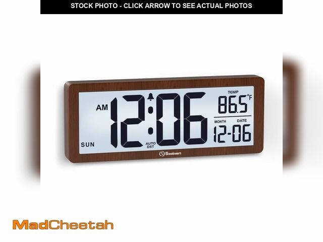 Lot 74-14272532 - Soobest 8.5 Inch Digital Wall Clock Battery Operated with Backlight, Temperature, Date, Day &amp; Au...
