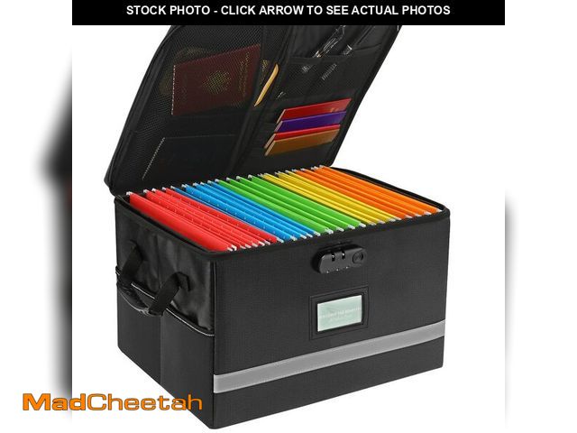 Lot 74-14208429 - EXLIFBAG File Organizer, Fireproof File Box with Lids, Important Document Organizer Box with Lock, P...