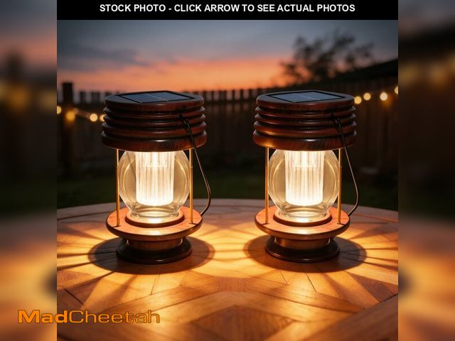 Lot 74-14272489 - Solar Lanterns Outdoor Patio Decor, 2 Pack Large Hanging Solar Lights Waterproof, 30LM Bright Retro ...