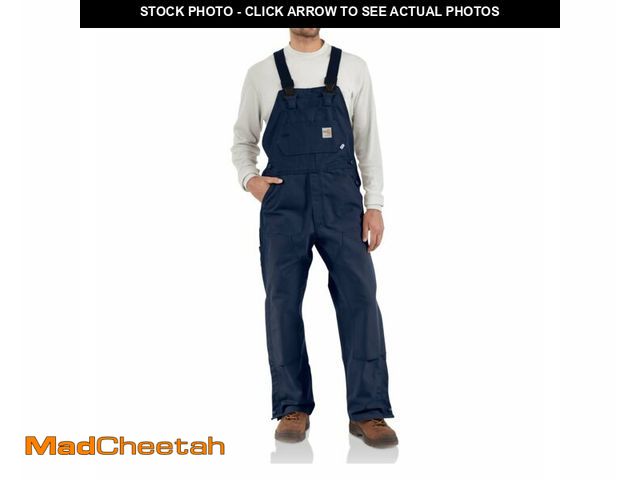 Lot 74-12809592 - Carhartt Men's Flame-Resistant Duck Quilt-Lined Bib Overall-Dark Navy-46 x 36 - UNUSED