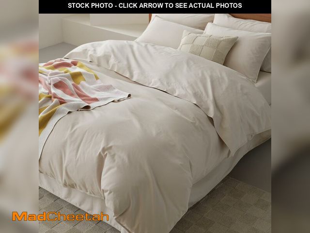 Lot 74-13568362 - Double Stitch 100% Organic Cotton Duvet Cover - Soft 3 Piece Bedding Set King Size, 300 TC Luxury Ho...