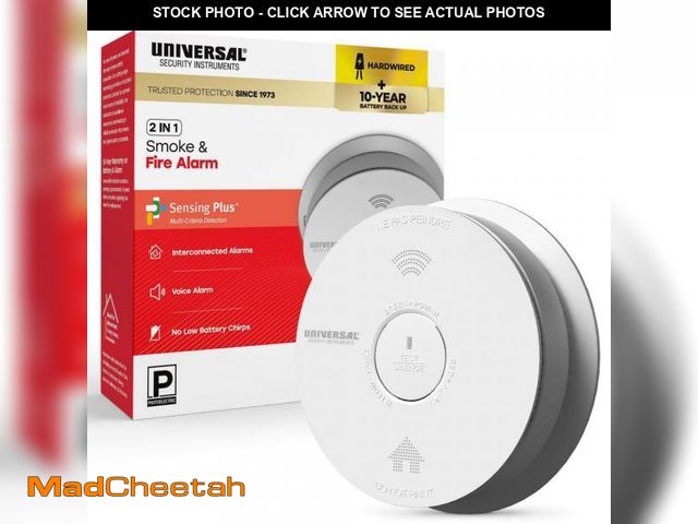 Lot 74-12492664 - Universal Security Instruments Hardwired and 10-Year Battery Backup Smoke Detector with Photoelectri...