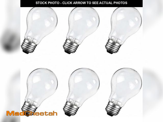 Lot 74-14352889 - 60 Watt Incandescent Light Bulbs, A19 Shatter Resistant Rough Service Light Bulb, Soft White, E26 Me...