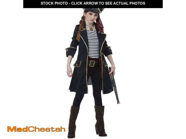 Lot 74-12543900 - California Costumes Girls High Seas Captain Child Costume Black/White (Child Large 10/12) - UNUSED