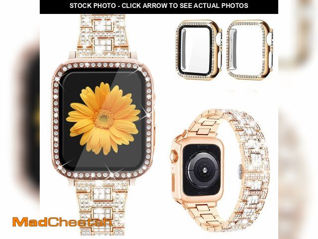 Lot 74-14211259 - Mesime Compatible for Apple Watch Band with Screen Protector Case, Jewelry Replacement Bands 46mm 45...