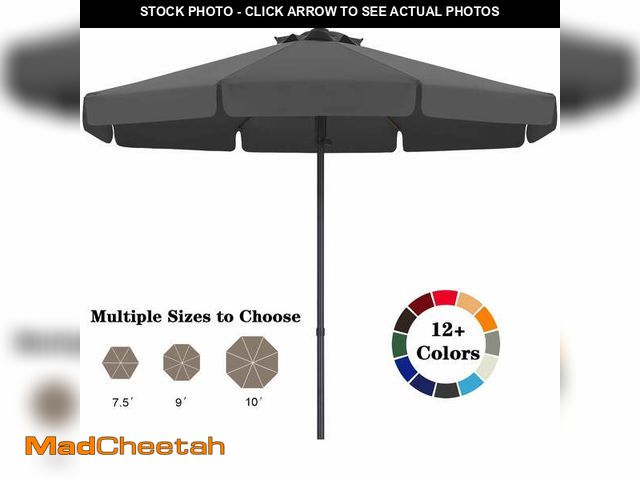 Lot 74-14087503 - ABCCANOPY 9ft Outdoor Market Hand Push Patio Umbrella With Hanging Edge,12+Colors, Dark Gray - UNUSE...