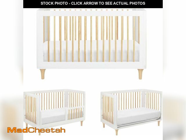 Lot 74-13071413 - Babyletto Lolly 3-in-1 Convertible Crib with Toddler Bed Conversion Kit in White and Natural, Greeng...