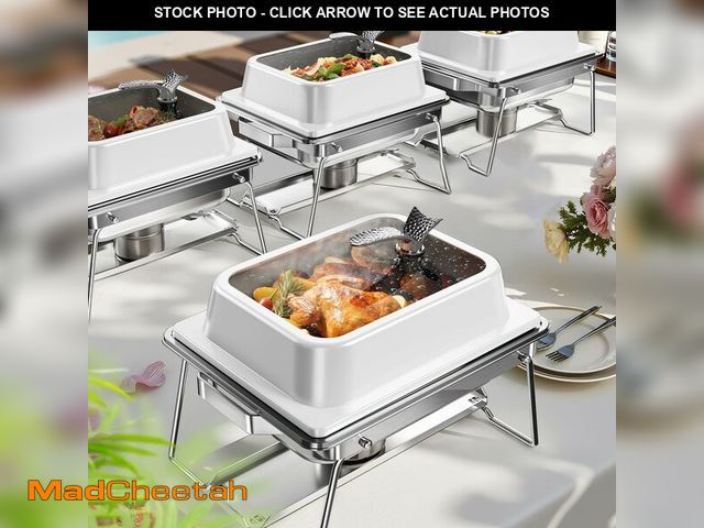 Lot 74-13067533 - Chafing Dishes for Buffet, 4 Pack 5QT Square Stainless Steel Chafing Dish Set for Home Parties, Chri...