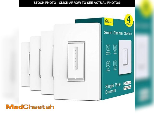 Lot 74-14303164 - TREATLIFE Smart Dimmer Switch 4 Pack, Single Pole Smart Switch Works with Alexa and Google Home, Neu...