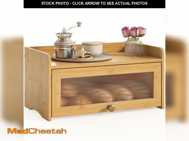 Lot 74-14268646 - JANSNIMEN Vintage Bread Box for Kitchen Countertop, Bread Container Storage, Wooden Farmhouse Bread ...