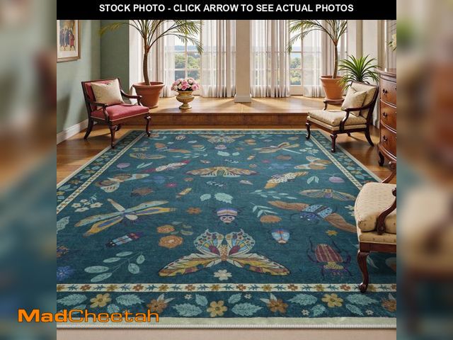 Lot 74-12160564 - Beeiva Insect Print Bedroom Rug 8x10 Under Bed Non Slip, Foldable Washable Rugs 8x10, Low Pile 8 x 1...