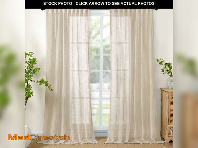 Lot 74-14274564 - YoungsTex Oatmeal Linen Curtains 84 Inches Long for Living Room 2 Panels, Light Filtering Window Dra...