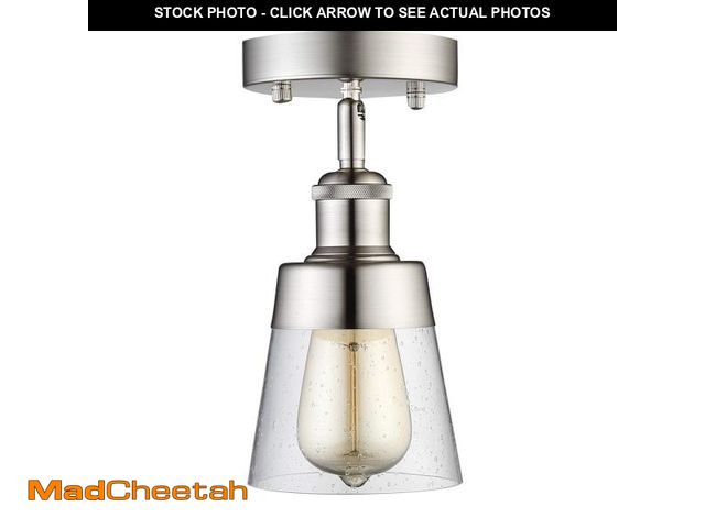 Lot 74-12387392 - Modern Glass Flush Mount Light Fixture Mini Clear Seeded Glass Shade Semi Flush Mount Ceiling Light ...