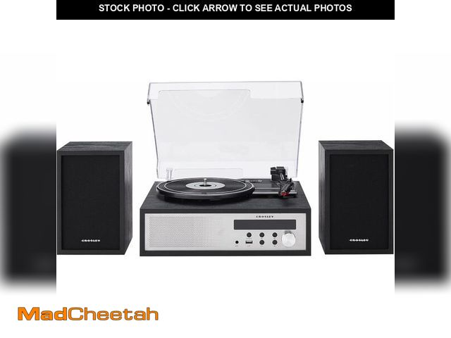 Lot 74-14591089 - Crosley CR7022A-BK Sloane Record Player with Speakers, Black - UNUSED