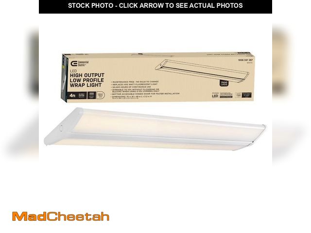 Lot 74-12901493 - Commercial Electric 1-Pack 4 ft. 7500 Lumens LED Wraparound Light Fixture 65W 120-277V Bright White ...