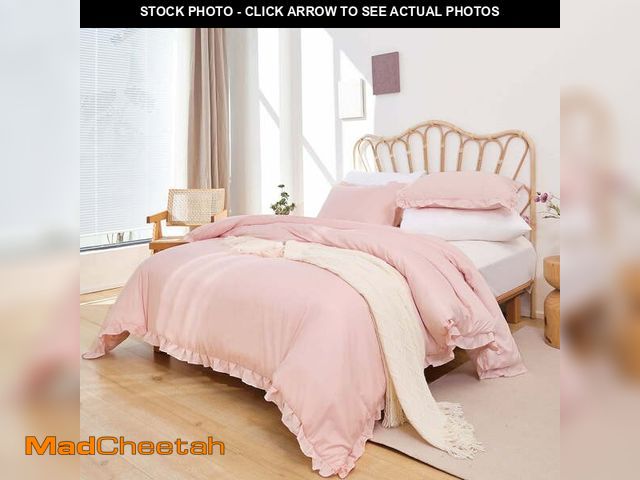 Lot 74-12678074 - SPRINDAY Queen Comforter Set For Adult, 3 Piece Ruffle Pink Comforter Sets All Season - UNUSED