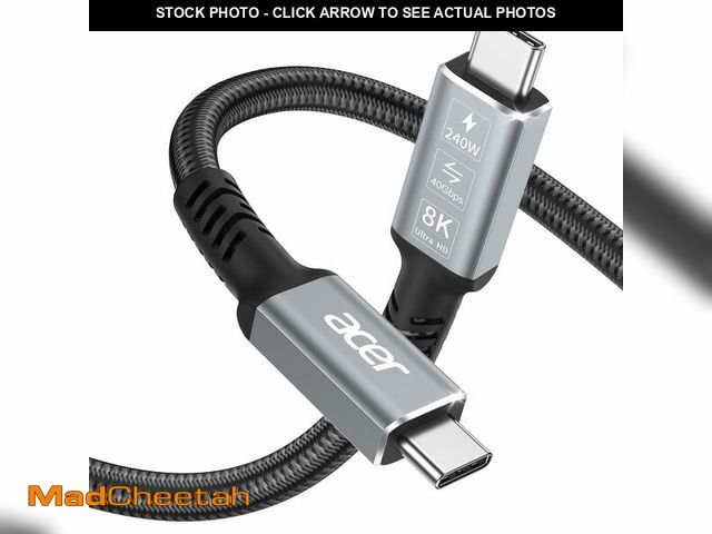 Lot 74-14330696 - Acer USB4 Cable 40Gbps, 8K@60Hz Thunderbolt 4/3 Cable, 240W Fast Charging Braided High Speed USB-C V...
