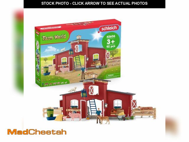 Lot 74-13802635 - Schleich Farm World - 92PC Red Barn Farm Playset with Animals, Farmer, Accessories and Movable Piece...
