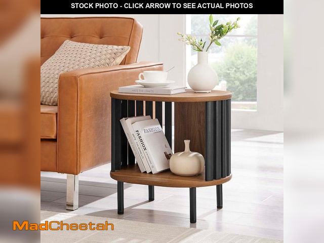 Lot 74-12746658 - MODWAY Fortitude 19.5 in. W Oval Side Table in Walnut Black - UNUSED