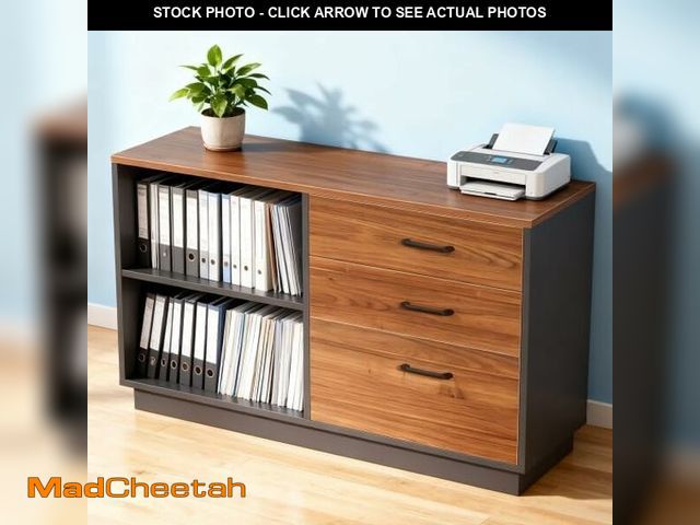 Lot 74-12784553 - Tribesigns 3 Drawer File Cabinet with 2 Open Shelves, Modern 39" Lateral Filing Cabinet for Letter/L...