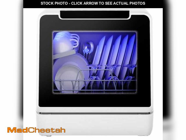 Lot 74-13112980 - SIMZLIFE 17 in. Countertop Dishwasher in White with 5 L Built-in Water Tank, Drain Hose, 8-Modes wit...