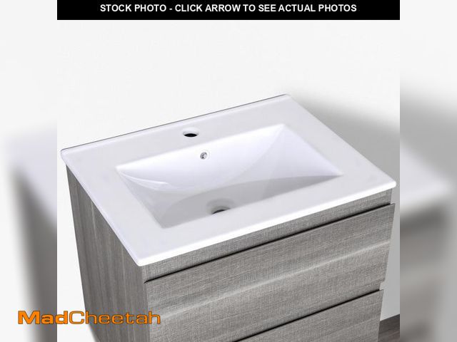 Lot 74-12139875 - Kgar 24" x18.3" Drop-In Bathroom Sink Rectangle Porcelain Ceramic Bathroom Vanity Top Vessel Sink Wh...