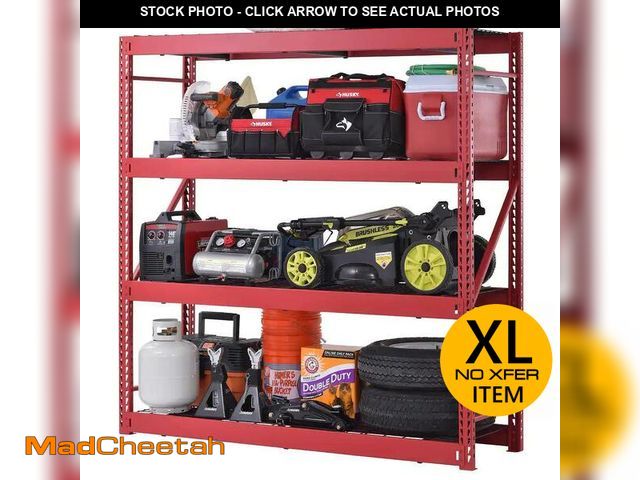 Lot 74-12594514 - Husky N2W772478W4R 4-Tier Industrial Duty Steel Freestanding Garage Storage Shelving Unit in Red (77...