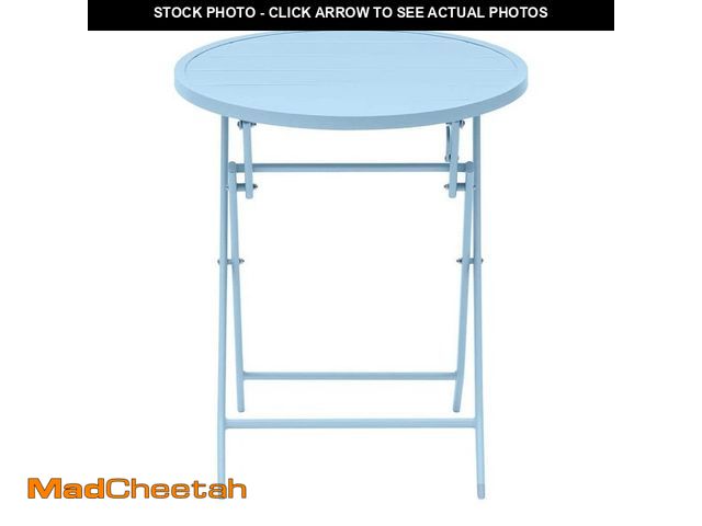 Lot 74-12585007 - StyleWell Mix and Match 24.6 in. Dia Surf Folding Round Metal Outdoor Patio Bistro Table 1-Piece - U...